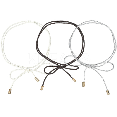 3Pcs 3 Colors Imitation Leather Braided Wrap Chain Belts AJEW-GF0011-99-1