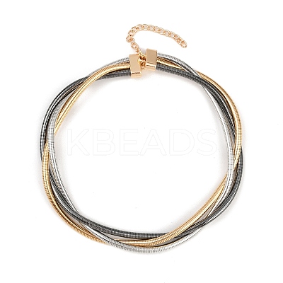 Alloy Wrap Round Snake Chain 3-Strand Choker Necklaces for Women Men NJEW-C090-02MC-1