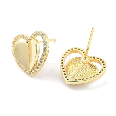 Brass Micro Pave Clear Cubic Zirconia Studs Earring for Women EJEW-S217-A01-1