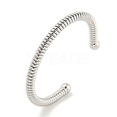 Non-Tarnish Telephone Wire Style 304 Stainless Steel Cuff Bangles BJEW-P331-05P-1