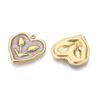 304 Stainless Steel and Enamel Pendants STAS-T068-82A-1
