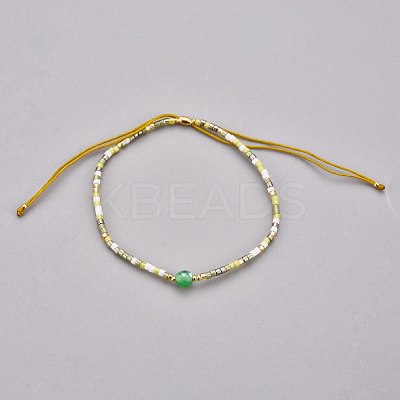 Adjustable Natural Agate Braided Bead Bracelets BJEW-F391-A07-1