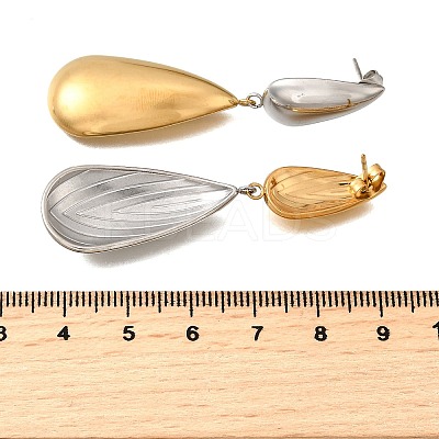 304 Stainless Steel Two Tone Dangle Stud Earrings EJEW-M104-01A-PG-1