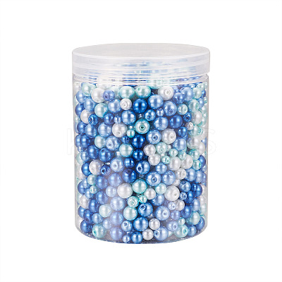 12 Strands 12 Style Baking Paint Pearlized Glass Pearl Round Bead Strands HY-CW0001-02-1