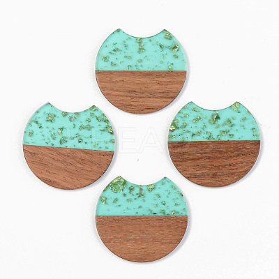 Transparent Resin & Walnut Wood Pendants RESI-S389-001A-B03-1