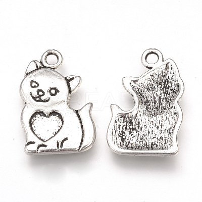 Tibetan Style Alloy Kitten Pendant Enamel Settings X-TIBEP-T002-133AS-RS-1