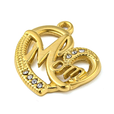 Ion Plating(IP) Real 18K Gold Plated 304 Stainless Steel Rhinestone Pendants STAS-P341-09G-02-1