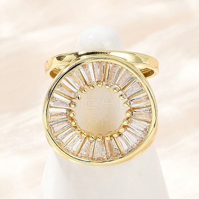 Brass Micro Pave Cubic Zirconia Cuff Rings for Women RJEW-F186-06G-1