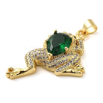 Rack Plating Brass Micro Pave Green Cubic Zirconia Pendants KK-C047-01A-G-1
