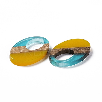 Transparent Resin & Walnut Wood Pendants RESI-M027-02J-1