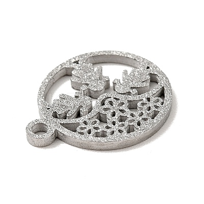 Non-Tarnish 304 Stainless Steel Textured Pendants STAS-J040-07B-P-1