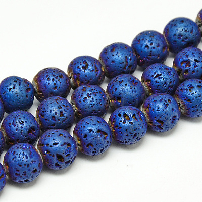 Electroplate Natural Lava Rock Beads Strands G-T058-03B-6MM-1