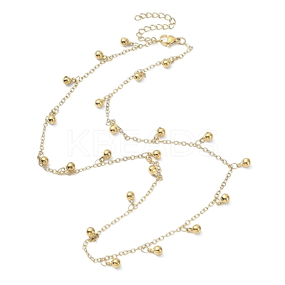 Ion Plating(IP) 304 Stainless Steel Round Ball Charms Bib Necklaces for Women NJEW-D052-05G-1
