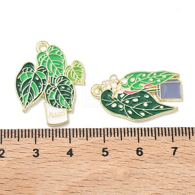 Green Plants and Potted Plants Alloy Enamel Pendants X-ENAM-P266-01B-G-1
