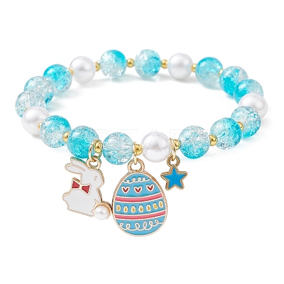 Glass Round Beaded Stretch Bracelet BJEW-JB09776-02-1