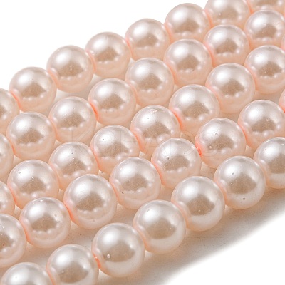 (Defective Closeout Sale: Fading) Baking Paint Pearlized Glass Pearl Round Bead Strands LS-HY-XCP0001-12-1
