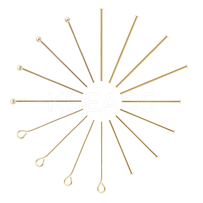 Brass Flat Head Pins & Ball Head Pins & Eye Pins KK-AR0001-92G-NR-1