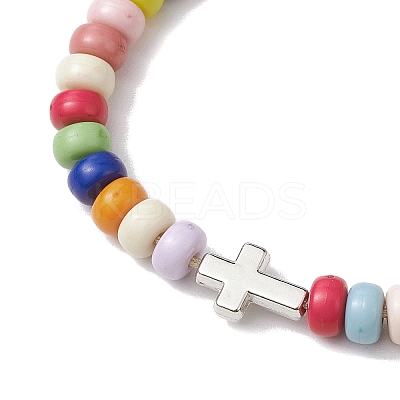 Colorful Rondelle Acrylic Braided Bead Bracelets BJEW-JB10339-02-1