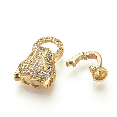 Brass Micro Pave Cubic Zirconia Fold Over Clasps ZIRC-S058-02G-1