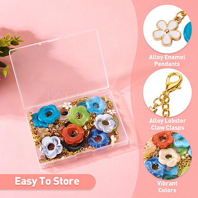 16Pcs 8 Colors Acrylic Flower Pendant Locking Stitch Markers HJEW-TA0001-19-1
