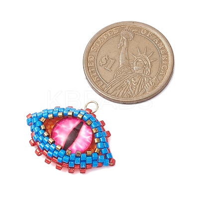 Seed Beads Beaded Charms PALLOY-MZ00274-1