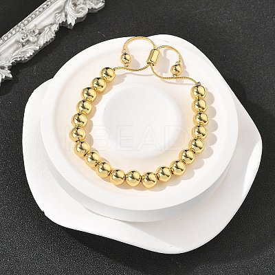 Rack Plating Brass Round Beaded Slider Bracelet for Women BJEW-B066-01A-02-1
