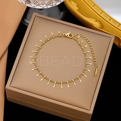 304 Stainless Steel Bar Tassel Charm Bracelets LS-BJEW-G759-04G-1