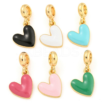 Rack Plating Alloy Enamel Heart European Dangle Charms FIND-B034-20G-1