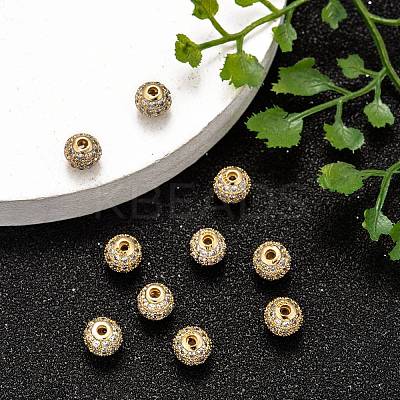 Brass Cubic Zirconia Beads ZIRC-F001-02G-6MM-1
