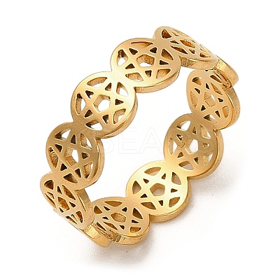 Hollow Out Star 304 Stainless Steel Finger Rings for Women RJEW-G353-04G-1