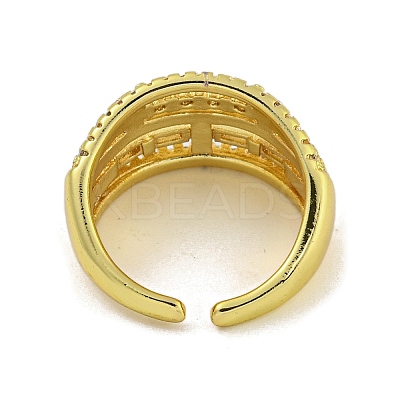 Brass Micro Pave Cubic Zirconia Cuff Rings for Women LS-RJEW-E294-04G-01-1