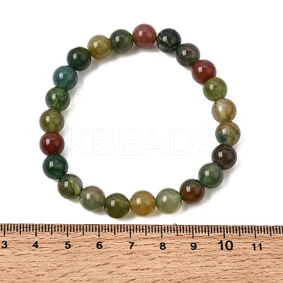 8MM Natural Indian Agate Round Beaded Stretch Bracelets for Women GG-CBA3F02-08-1