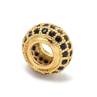 Brass Micro Pave Black Cubic Zirconia Beads KK-G493-49G-01-1