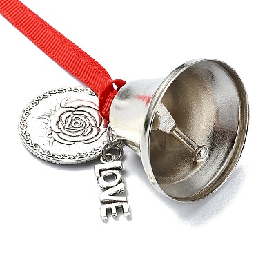 Word Love Alloy Sublimation Printing Round Ornament HJEW-JM02214-1