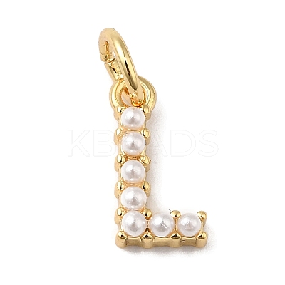 Rack Plating Brass with ABS Plastic Imitation Pearl Charms KK-B092-30L-G-1