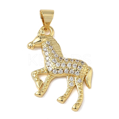 Brass Micro Pave Clear Cubic Zirconia Pendants KK-L257-01G-1