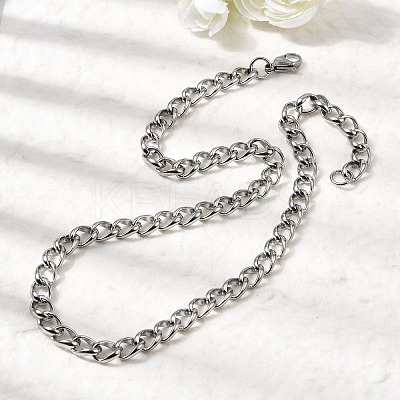 Tarnish Resistant 304 Stainless Steel Twisted Chain Curb Chain Necklaces NJEW-V0323-07-1