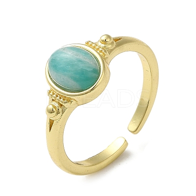 Natural Mixed Gemstone Oval Open Cuff Rings RJEW-M155-07G-1