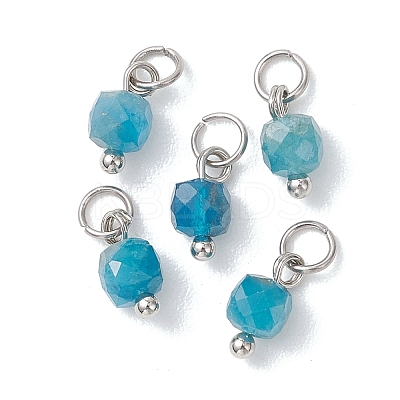 50Pcs 10 Colors Natural Mixed Stone Faceted Cube Charms PALLOY-JF04816-02-1