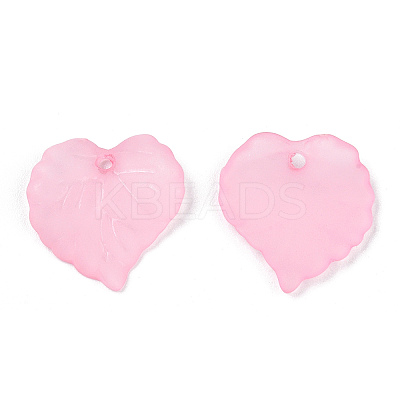 Transparent Frosted Acrylic Leaf Charms FACR-ZX003-01A-1