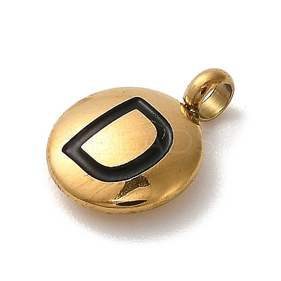 304 Stainless Steel Black Enamel Charms STAS-R009-01G-D-1