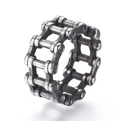 Steampunk Style 304 Stainless Steel Wide Band Rings RJEW-D073-01-AS-1