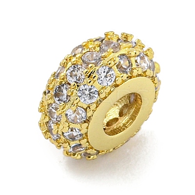 Rack Plating Brass Micro Pave Cubic Zirconia Beads KK-B091-03G-01-1