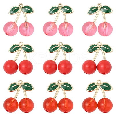 9Pcs 3 Styles Acrylic & Alloy Enamel Pendants ENAM-FS0004-72-1