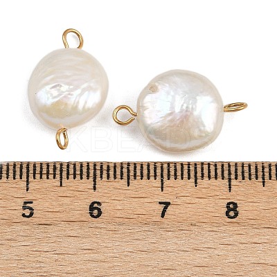 Natural Freshwater Pearl Keshi Pearl Flat Round Connector Charms STAS-D378-20G-1