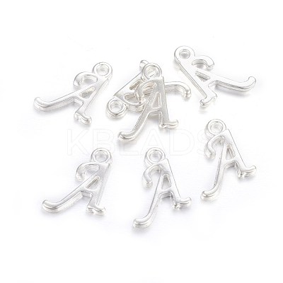 Silver Color Plated Alloy Letter Pendants PALLOY-J718-01S-1