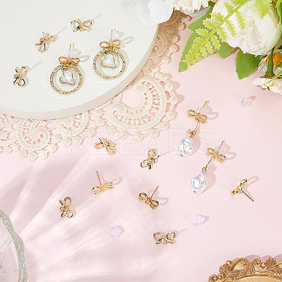 60Pcs Bowknot Alloy Stud Earring Findings FIND-BBC0004-63C-1