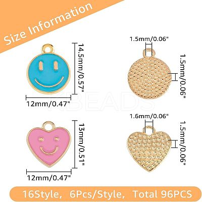 96Pcs 16 Style Alloy Enamel Charms ENAM-FH0001-39-1