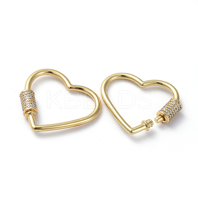 Brass Micro Pave Cubic Zirconia Screw Carabiner Lock Charms ZIRC-G160-16G-1