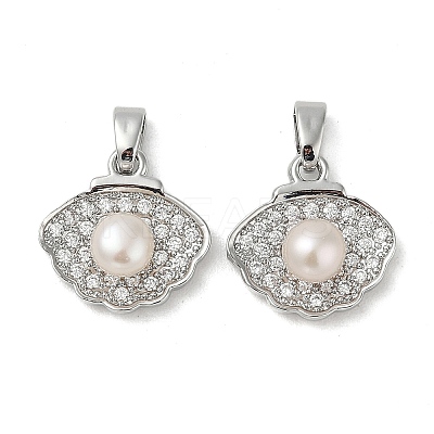 Brass Micro Pave Cubic Zirconia Pendants KK-U045-19P-1